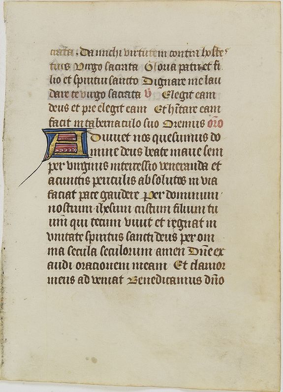 BOOK OF HOURS., Leaf on vellum from a manuscript Book of Hours., antique map, old maps