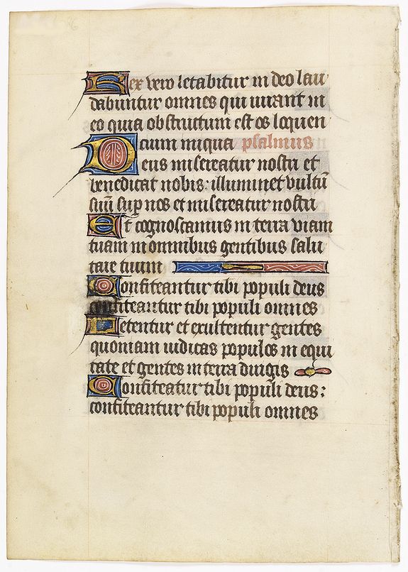 BOOK OF HOURS., Leaf on vellum from a manuscript Book of Hours., antique map, old maps