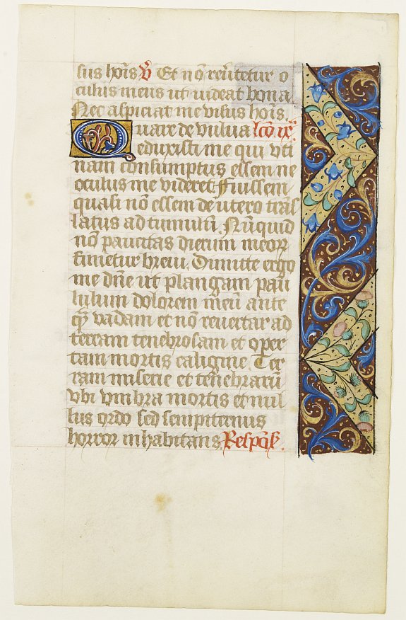 Book of Hours., Leaf on vellum from a manuscript Book of Hours., antique map, old maps