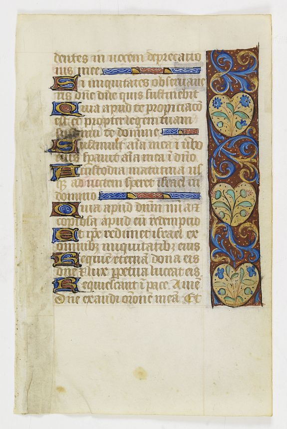 BOOK OF HOURS., Leaf on vellum from a manuscript Book of Hours., antique map, old maps