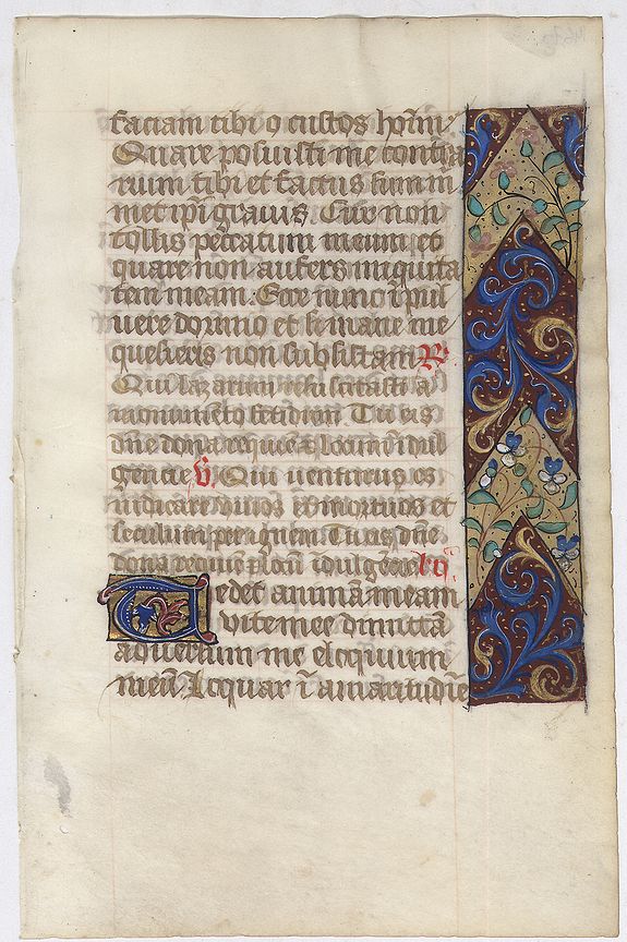 Book of Hours., Leaf on vellum from a manuscript Book of Hours., antique map, old maps
