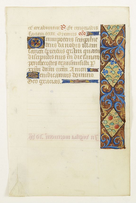 BOOK OF HOURS, Leaf on vellum from a manuscript Book of Hours., antique map, old maps