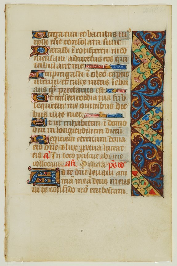 Book of Hours., Leaf on vellum from a manuscript Book of Hours., antique map, old maps