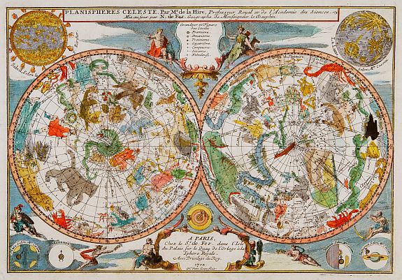 DE FER,N., Planisphérès Celeste . Par Mr. De la Hire.., antique map, old maps