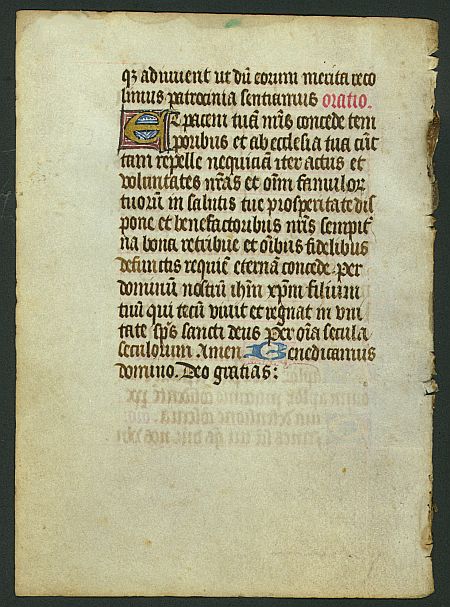 BOOK OF HOURS, Leaf from a manuscript book of hours, on vellum., antique map, old maps