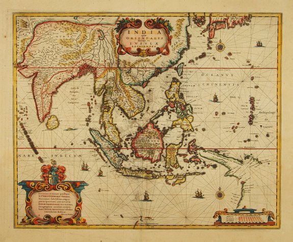 HONDIUS,H.,  India quae Orientalis dicitur, et Insulae Adiacentes., antique map, old maps