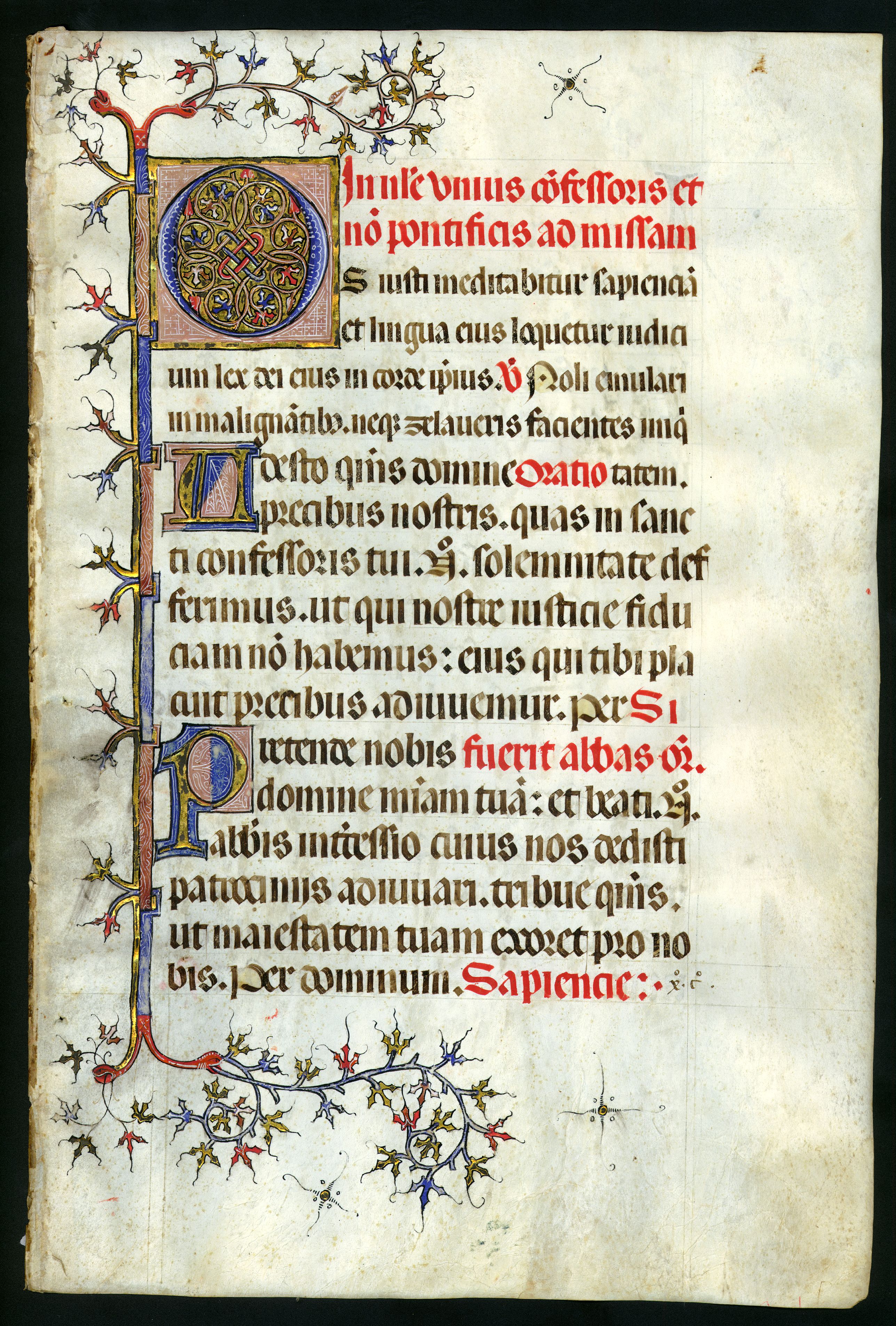 MISSAL., Leaf on vellum from a Missal., antique map, old maps