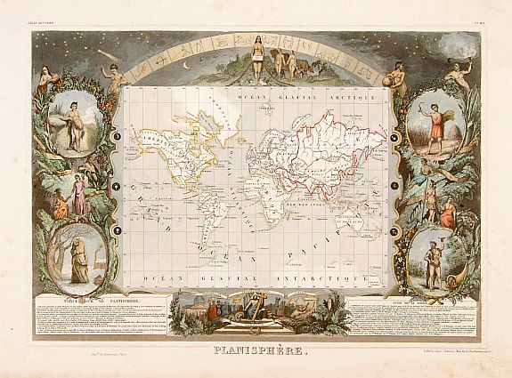 LEVASSEUR,V., Planisphère., antique map, old maps