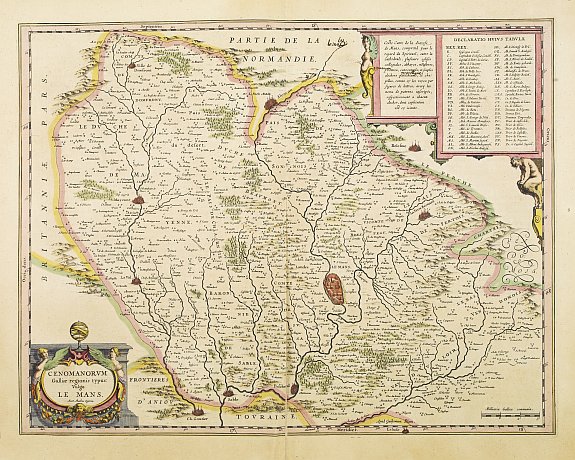 BLAEU,J.,  Cenomanorum Galliae regionis typus.., antique map, old maps