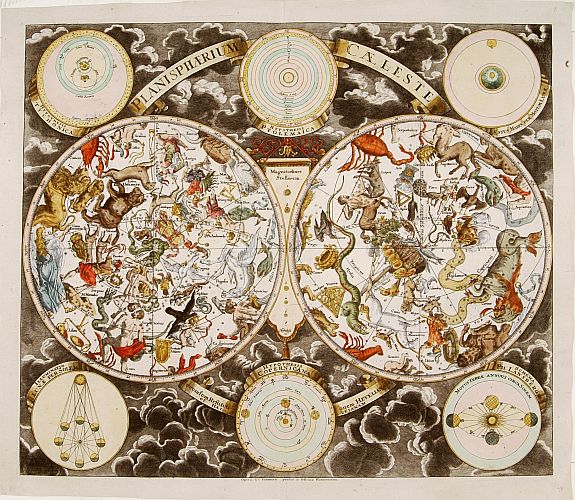 EIMART / HOMANN,J.B., Planisphaerium Caeleste Secundum Restitutionem Hevelianam et Hallejanam. . ., antique map, old maps