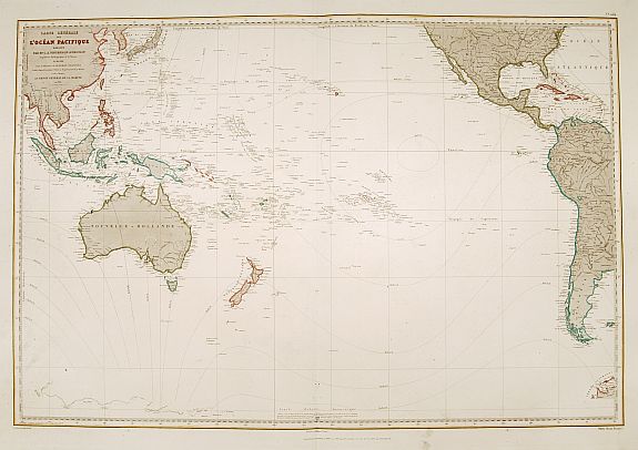 VINCENDON DUMOULIN., Carte Generale de l'Ocean Pacifique., antique map, old maps