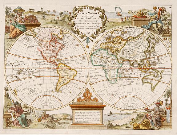 ROUGE  LE, Set of world and continent maps. [Six maps], antique map, old maps