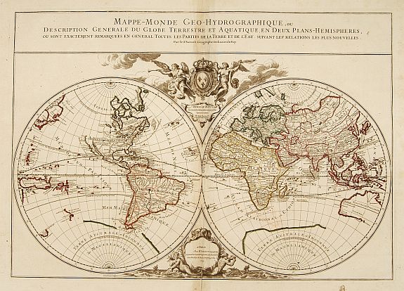 SANSON, [Guillaume]/ JAILLOT,H., Mappe-Monde Geo-Hydrographique, ou Description Generale.., antique map, old maps