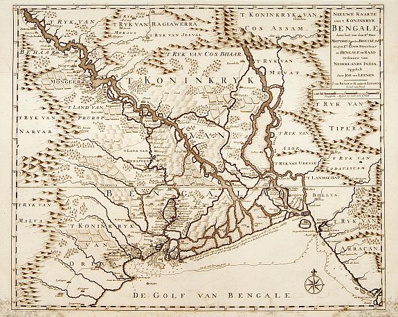 VALENTIJN,F., Nieuwe kaart van 't Koninckryk Bengale.., antique map, old maps
