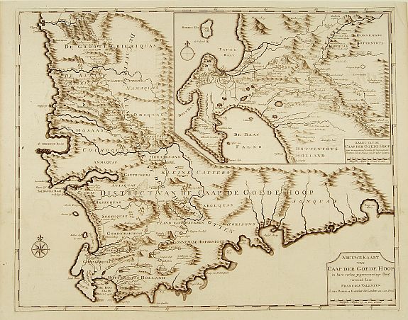 VALENTIJN,F., Nieuwe Kaart van Caap der Goede Hoop.., antique map, old maps