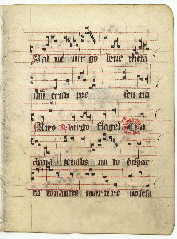 ANTIPHONARIUM, Leaf on vellum from an antiphonary., antique map, old maps