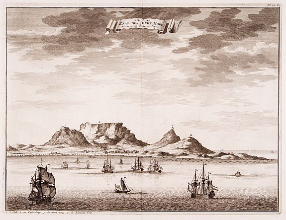 VALENTIJN,F., Geziet van Kaap der Goede Hope als men op de Reede legt., antique map, old maps