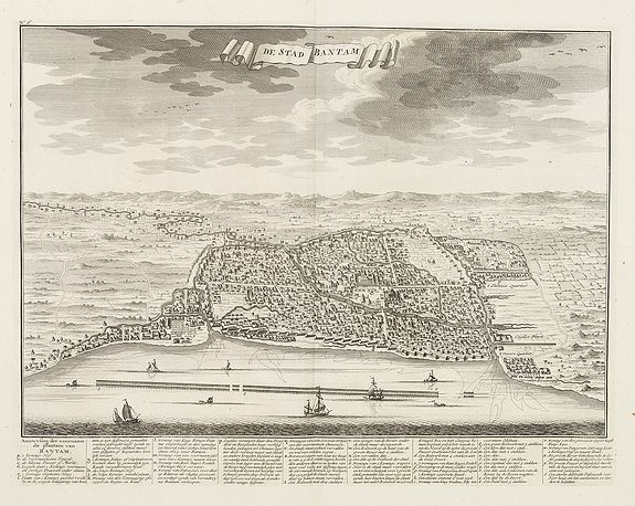 VALENTIJN,F., De stad Bantam., antique map, old maps