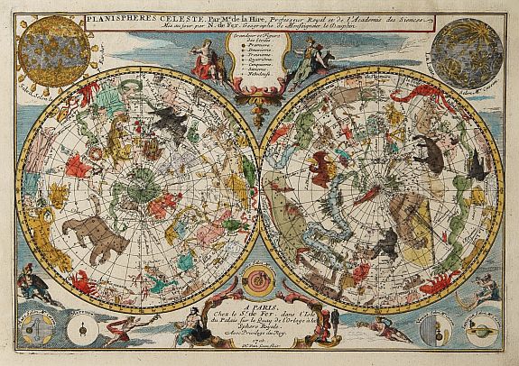 DE FER,N., Planispheres Celeste . Par Mr. De la Hire.., antique map, old maps