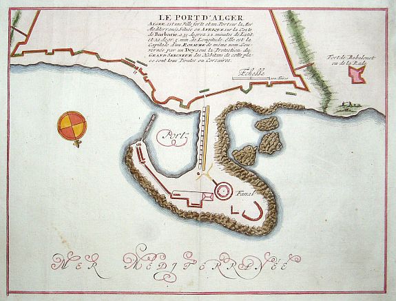 FER, N de, Le Port D'Alger., antique map, old maps