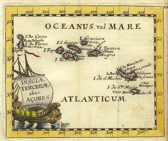 DUVAL,P., Insula Tercerae alias Acores., antique map, old maps