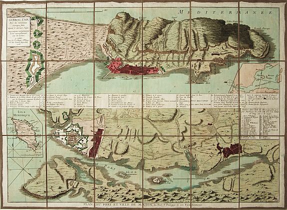 LE ROUGE, G.L.,  Gibraltar. . . / Plan du port et ville de Mahon.., antique map, old maps
