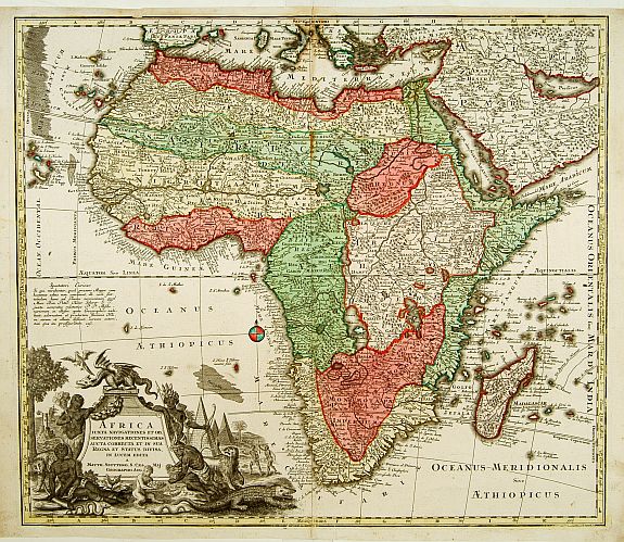 SEUTTER,M., Africa Juxta Navigationes et Observationes Recentissimas?, antique map, old maps