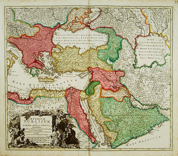 HOMANN,J.B., Imperium Turcicum in Europa, Asia et Africa., antique map, old maps