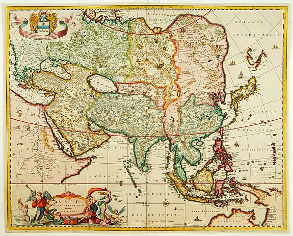 VISSCHER,N., Asiae nova delineato., antique map, old maps