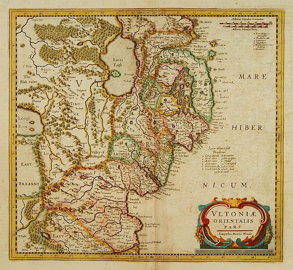 HONDIUS,H., Ultoniae orientatlis pars., antique map, old maps