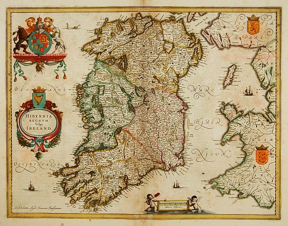 JANSSONIUS,J., Hibernia regnum vulgo Ireland., antique map, old maps