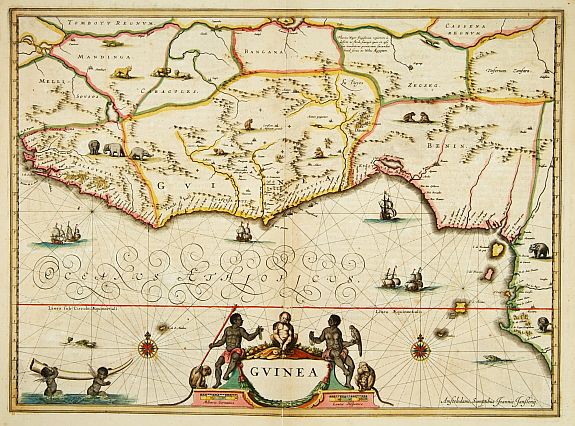 JANSSONIUS,J., Guinea., antique map, old maps