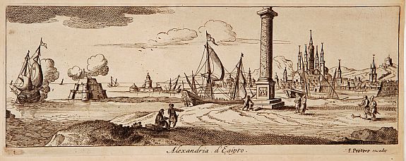 PEETERS,J., Alexandria d'Egiptio. (Panoramic view of Alexandria), antique map, old maps