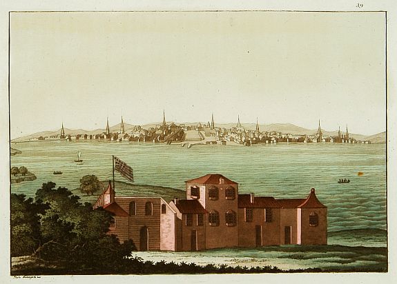 FERRARIO,G., Vue de Boston., antique map, old maps