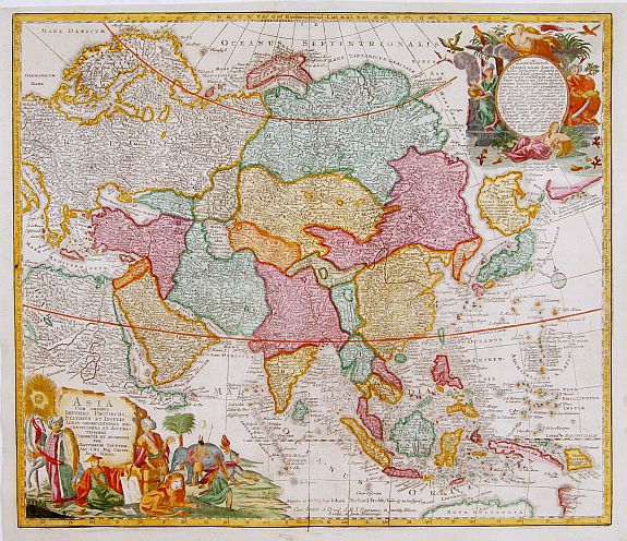 SEUTTER,M., Asia cum omnibus Imperiis, Provinciis, Statibus et .., antique map, old maps
