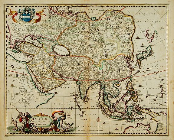 VISSCHER,N., Asiae nova delineato., antique map, old maps