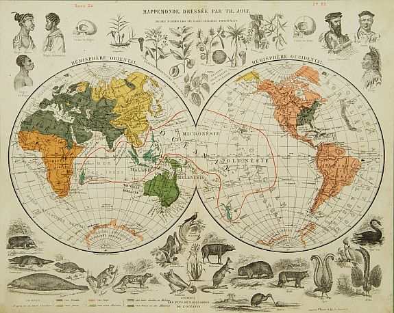 JOLY,T., Mappemonde dressée par TH. Joly., antique map, old maps