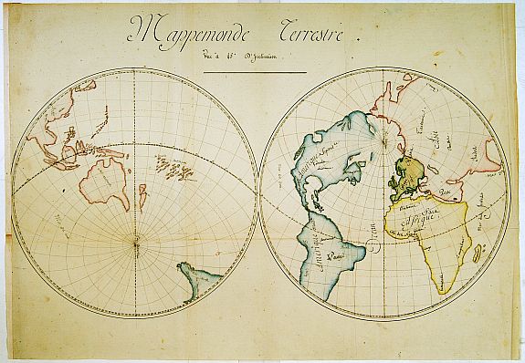 ANONYMOUS, Mappemonde Terrestre.. [manuscript map], antique map, old maps