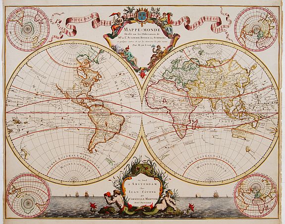DE L'ISLE,G./MORTIER,P., Mappe-Monde dressé sur les observations de.. par M.de L'Isle., antique map, old maps