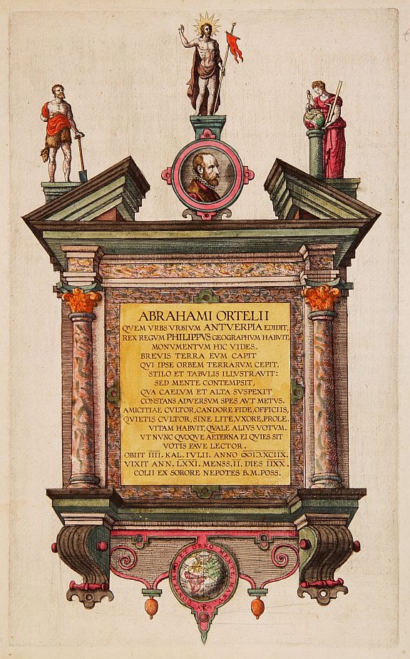 ORTELIUS, ,A., Title page of Epitaph., antique map, old maps