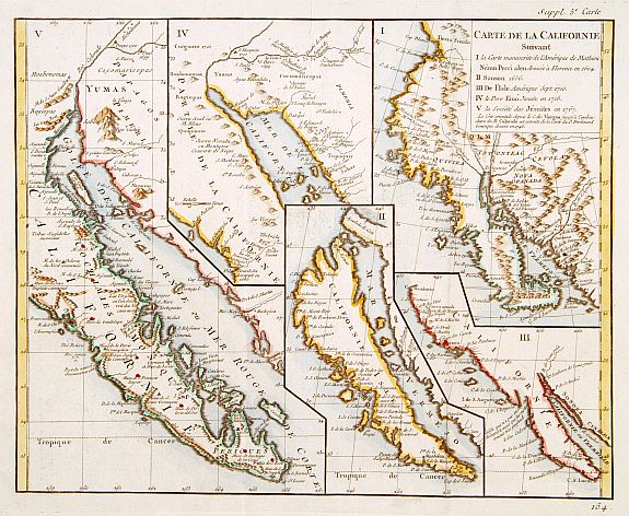 DIDEROT,D., Carte de la Californie suivant.., antique map, old maps