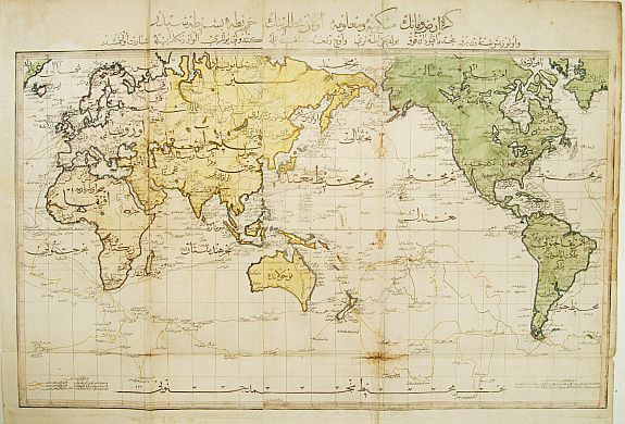 RAIF EFENDI, World map in Mercator's projection., antique map, old maps