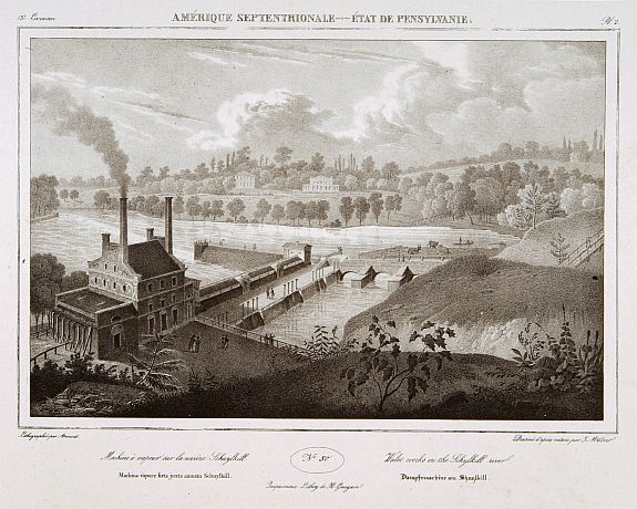 MILBERT,J., Walet works on the Schijlkill River., antique map, old maps