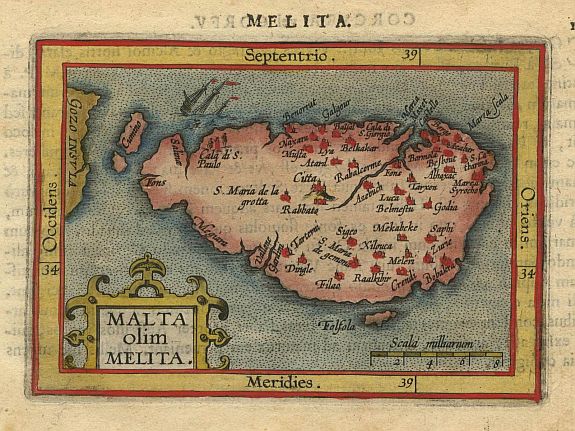 ORTELIUS,A./COIGNET.M., Malta olim Melita., antique map, old maps