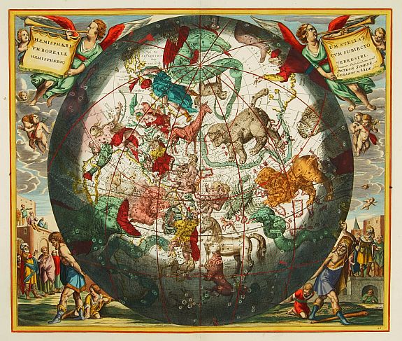VALK,G./ SCHENK,P., Haemisphaerium stellatum boreale cum subiecto .., antique map, old maps