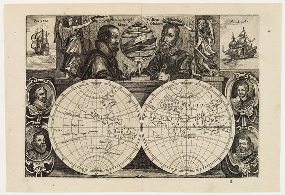SCHOUTEN,W.C., World Map. (No title), antique map, old maps