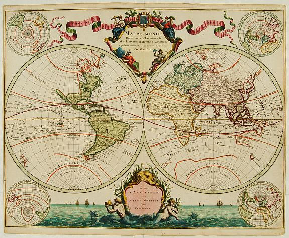 DE L'ISLE,G./MORTIER,P., Mappe-Monde dressé sur les observations de.., antique map, old maps