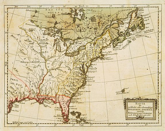 MOSER,J.J., Karte des oestliehe oder ehemahlige ENGLISCHEN AMERIKA nach den Besitzungen und .., antique map, old maps