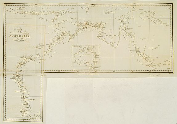 KING,P.P., Chart of the intertropical & west coasts of AUSTRALIA as surveyed in the years 1818 to 1822.., antique map, old maps