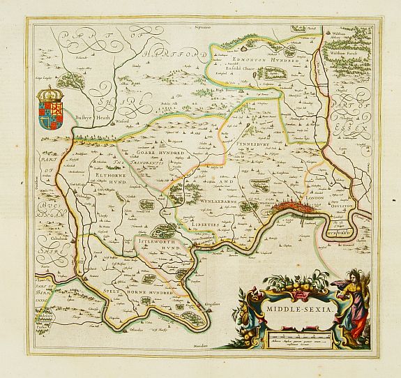 BLAEU,W., Middle-Sexia., antique map, old maps
